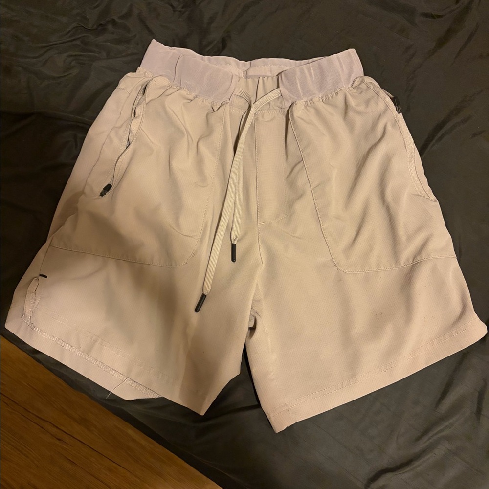 Men's Cream Drawstring Shorts